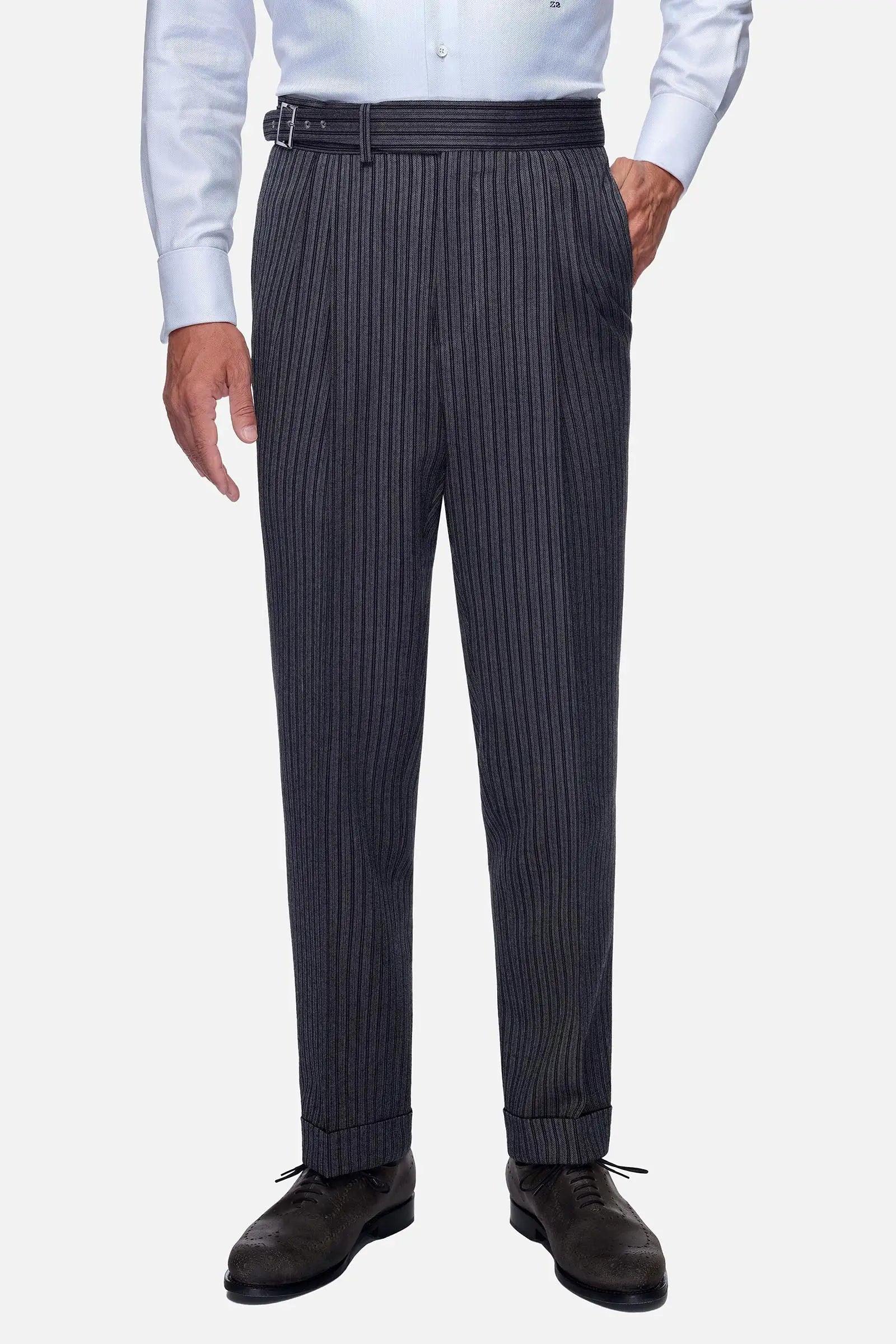 Black Grey Stripes Trousers