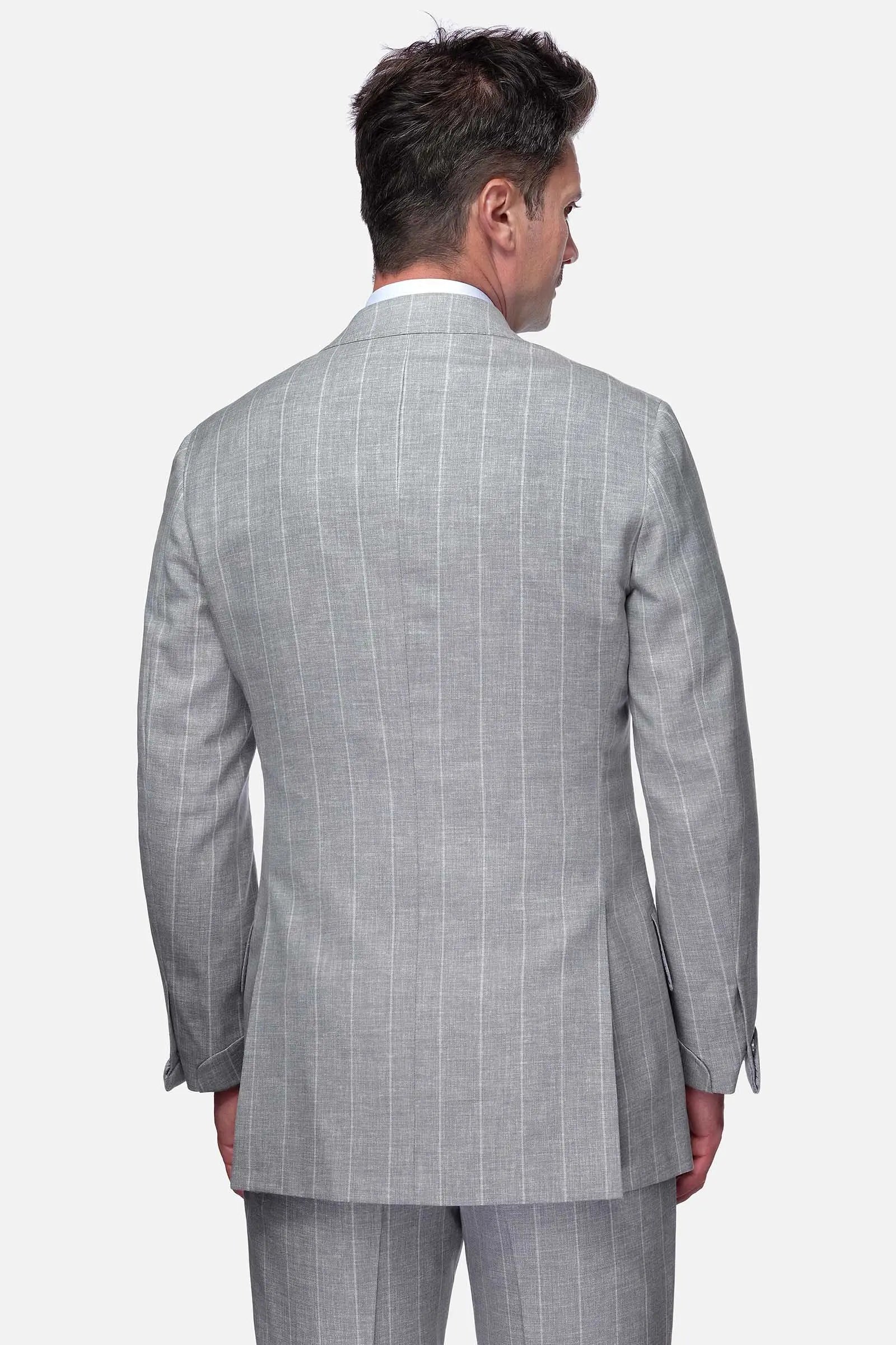 Grey suit with subtle stripes